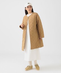 ノーカラーコート（ベージュ系・キルティング）ファッション通販