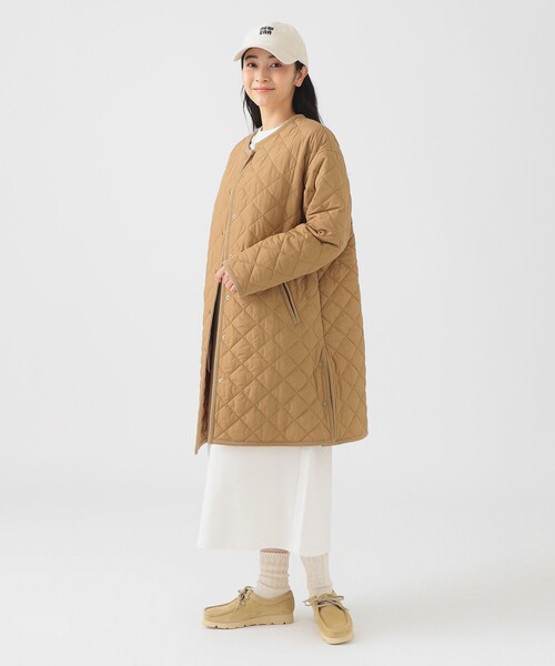 B:MING by BEAMS（ビーミングバイビームス）の「キルティング ノーカラー ロング コート（S～M）（ノーカラーコート・レディース・ベージュ/ブラック/ホワイト系その他5・SMALL/MEDIUM）」の5枚目の写真