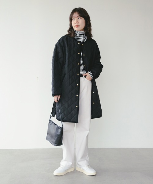 B:MING by BEAMS(ビーミングバイビームス)の「キルティング ノーカラー ロング コート(S~M)(ノーカラーコート・レディース・ベージュ/ブラック/ホワイト系その他5・SMALL/MEDIUM)」の19枚目の写真