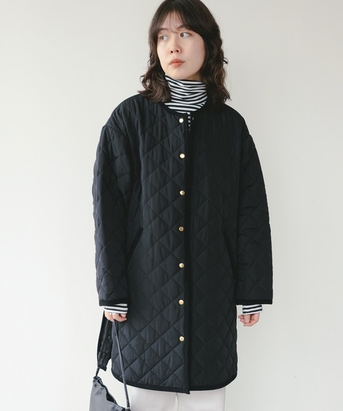 B:MING by BEAMS(ビーミングバイビームス)の「キルティング ノーカラー ロング コート(S~M)(ノーカラーコート・レディース・ベージュ/ブラック/ホワイト系その他5・SMALL/MEDIUM)」の20枚目の写真