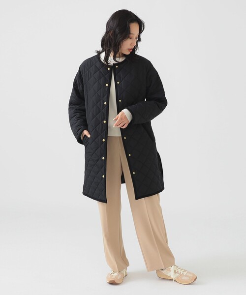 B:MING by BEAMS(ビーミングバイビームス)の「キルティング ノーカラー ロング コート(S~M)(ノーカラーコート・レディース・ベージュ/ブラック/ホワイト系その他5・SMALL/MEDIUM)」の21枚目の写真