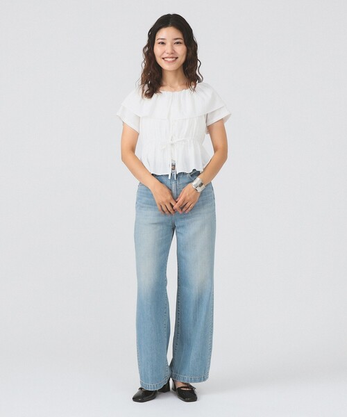 Ray BEAMS（レイビームス）の「ラッフルカラー オフショルダー ブラウス（シャツ/ブラウス・レディース・ダークブラウン/ホワイト/ブラック・ONE SIZE）」の10枚目の写真