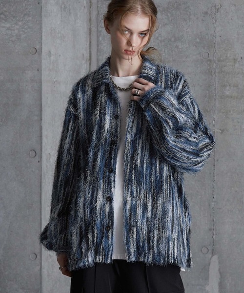 SERACE（セラス）の「【SERACE】Loose stripe shaggy shirt / ルーズストライプシャギーシャツ（シャツ/ブラウス・メンズ・グレー系/ブルー系・L/M/S）」の2枚目の写真