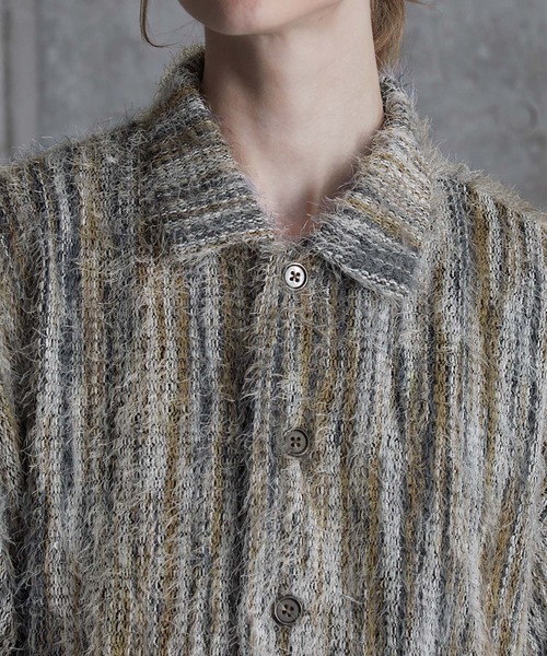 SERACE（セラス）の「【SERACE】Loose stripe shaggy shirt / ルーズストライプシャギーシャツ（シャツ/ブラウス・メンズ・グレー系/ブルー系・L/M/S）」の11枚目の写真