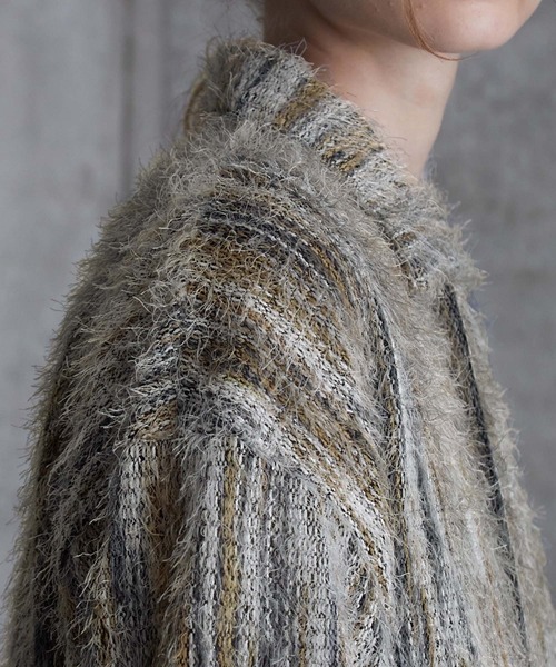 SERACE（セラス）の「【SERACE】Loose stripe shaggy shirt / ルーズストライプシャギーシャツ（シャツ/ブラウス・メンズ・グレー系/ブルー系・L/M/S）」の13枚目の写真