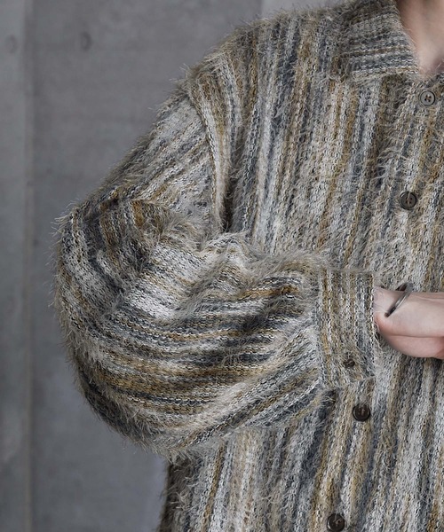 SERACE（セラス）の「【SERACE】Loose stripe shaggy shirt / ルーズストライプシャギーシャツ（シャツ/ブラウス・メンズ・グレー系/ブルー系・L/M/S）」の17枚目の写真