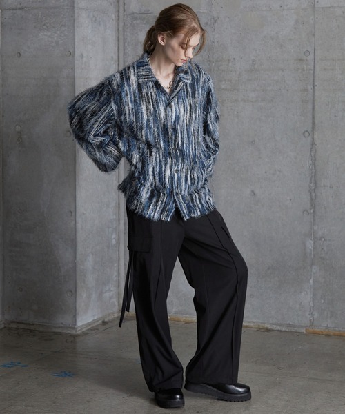 SERACE（セラス）の「【SERACE】Loose stripe shaggy shirt / ルーズストライプシャギーシャツ（シャツ/ブラウス・メンズ・グレー系/ブルー系・L/M/S）」の7枚目の写真