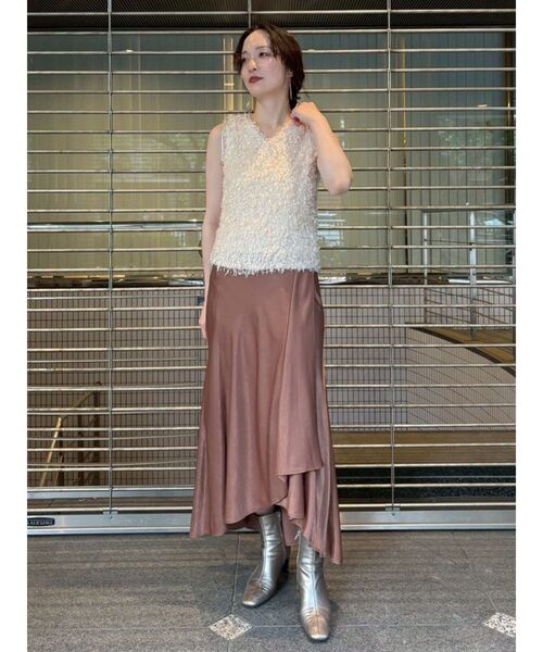 LAGUNAMOON フェザーライクVネックノースリーブトップス セール】フェザーライクVネックノースリーブトップス（Tシャツ