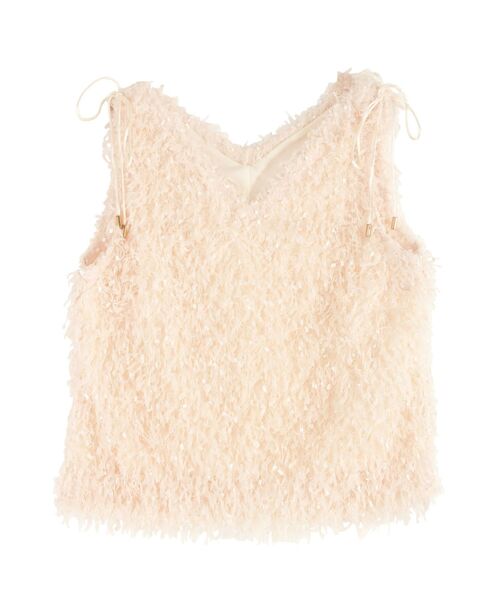 LAGUNAMOON（ラグナムーン）の「フェザーライクVネックノースリーブトップス（Tシャツ/カットソー・レディース・アイボリー/オレンジ/ライトグレー・FREE）」の6枚目の写真