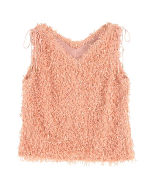 LAGUNAMOON（ラグナムーン）の「フェザーライクVネックノースリーブトップス（Tシャツ/カットソー・レディース・アイボリー/オレンジ/ライトグレー・FREE）」の4枚目の写真