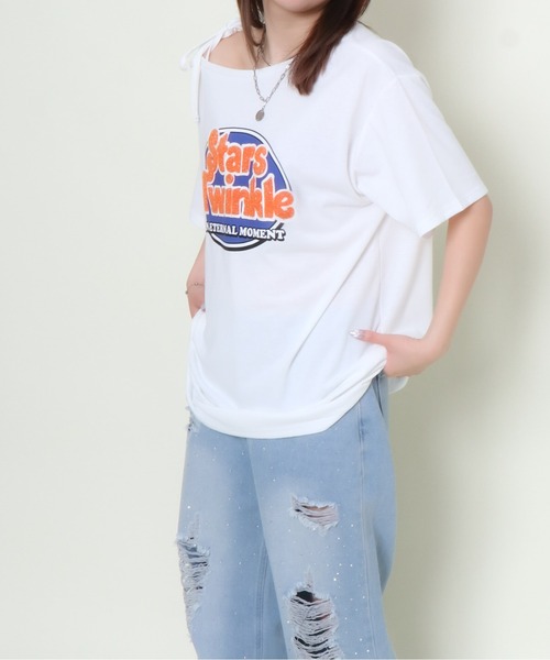 GORGE（ゴージ）の「《サガラロゴ×アシメショルダー》POPに着こなすTee（Tシャツ/カットソー・レディース・オフホワイト/チャコール/ピンク・F）」の10枚目の写真