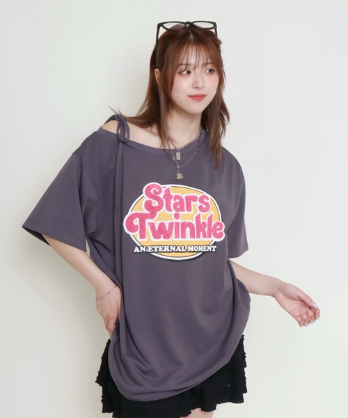 GORGE（ゴージ）の「《サガラロゴ×アシメショルダー》POPに着こなすTee（Tシャツ/カットソー・レディース・オフホワイト/チャコール/ピンク・F）」の18枚目の写真