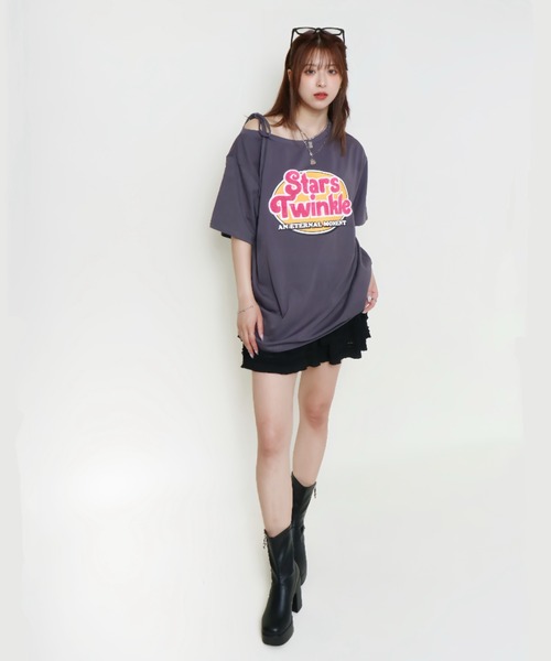 GORGE（ゴージ）の「《サガラロゴ×アシメショルダー》POPに着こなすTee（Tシャツ/カットソー・レディース・オフホワイト/チャコール/ピンク・F）」の19枚目の写真
