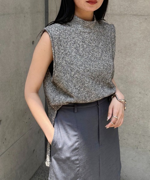 &g'aime(アンジェム)の「【&g'aime】MIXカラーチュニックニット Mixed Color Tunic Knit(ニット/セーター・レディース・ブラウン/ブラック/アイボリー・FREE)」の2枚目の写真