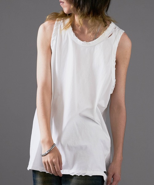 Theater code（シアターコード）の「Cut-in damage tank top/切り込みダメージ タンクトップ 2026年春夏（タンクトップ・メンズ・ホワイト/グレー/チャコール/ブラック・L/M）」の12枚目の写真