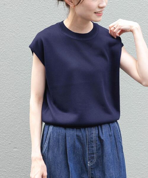 FORK&SPOON（フォークアンドスプーン）の「FORK&SPOON　LEVITAノースリーブニットプルオーバー（ニット/セーター・レディース・オフホワイト/グリーン/ネイビー・1）」の3枚目の写真