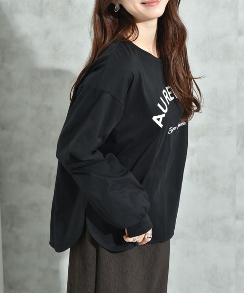 INTERPLANET(インタープラネット)の「スパンコールロゴ刺繍バックラインプルオーバー(Tシャツ/カットソー・レディース・ブラウン/ブラック/アイボリー・FREE)」の9枚目の写真