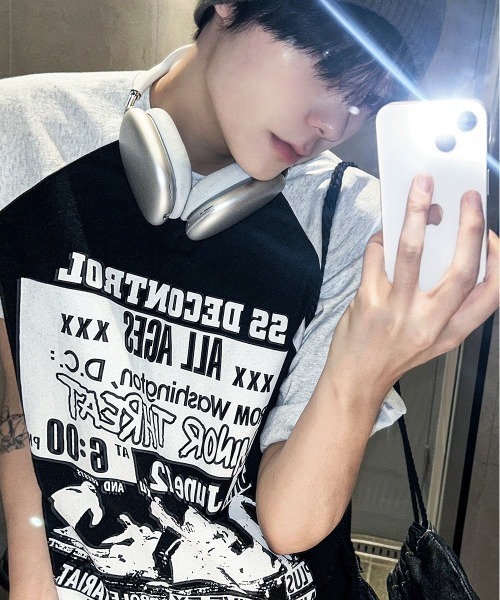 COSYHARU(コシハル)の「ドゥウェルコントロールラグラン半袖Tシャツ(Tシャツ/カットソー・メンズ・ブラック/オートミール/チャコール・FREE)」の2枚目の写真