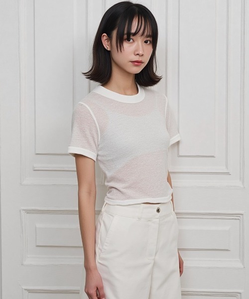 .KOM(ドットコム)の「A'GEM/9 × .kom 『.KOM/ドットケーオーエム』 シアークロストップ(その他トップス・レディース・ブラック/ホワイト・FREE)」の10枚目の写真