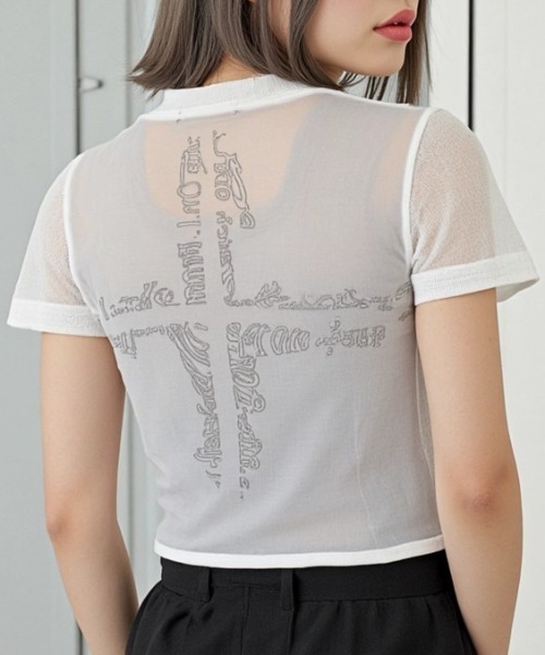 .KOM(ドットコム)の「A'GEM/9 × .kom 『.KOM/ドットケーオーエム』 シアークロストップ(その他トップス・レディース・ブラック/ホワイト・FREE)」の7枚目の写真