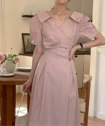 衿付きカシュクールワンピース