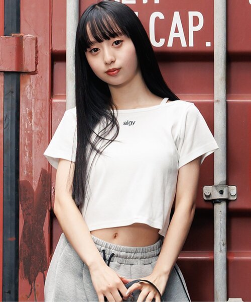 algy(アルジー)の「エンジェルリブT(Tシャツ/カットソー・キッズ・オフホワイト/ブラック/サックスブルー・XX-SMALL/X-SMALL/MEDIUM/SMALL)」の1枚目の写真