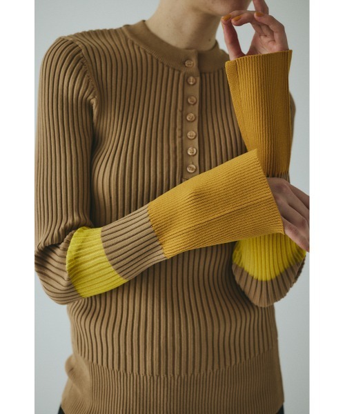 Henley neck knit tops ヘンリーネックニットトップス（ニット