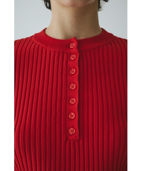 セール】Henley neck knit tops ヘンリーネックニットトップス（ニット
