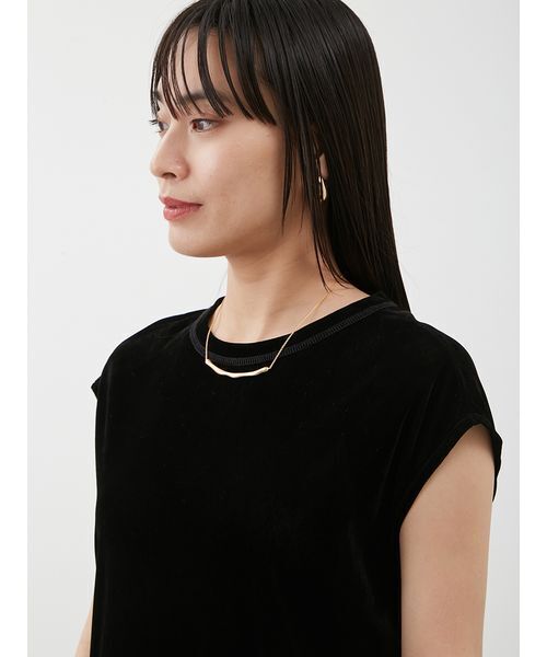 バックシャンフレンチスリーブベロアワンピース（ワンピース）｜Mila