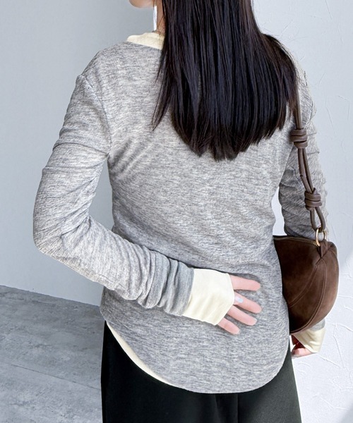 reca(レカ)の「シアーテレコヘンリーネックトップス(Tシャツ/カットソー・レディース・トップグレー/ブラック/アイボリー/ボルドー・FREE)」の16枚目の写真