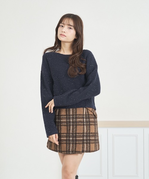 MISCH MASCH（ミッシュマッシュ）の「WEB限定 スパンコールラメニット（ニット/セーター・レディース・ネイビー/グレー/ブルー/ピンク・ﾌﾘ-）」の11枚目の写真