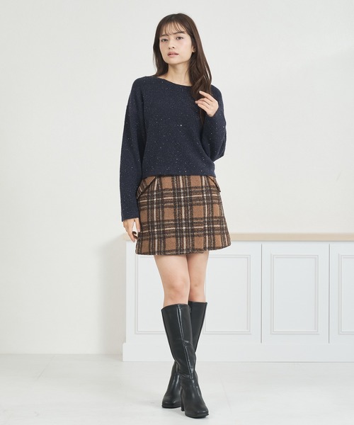 MISCH MASCH（ミッシュマッシュ）の「WEB限定 スパンコールラメニット（ニット/セーター・レディース・ネイビー/グレー/ブルー/ピンク・ﾌﾘ-）」の10枚目の写真