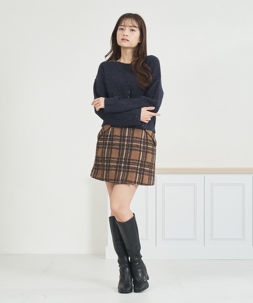 MISCH MASCH（ミッシュマッシュ）の「WEB限定 スパンコールラメニット（ニット/セーター・レディース・ネイビー/グレー/ブルー/ピンク・ﾌﾘ-）」の9枚目の写真