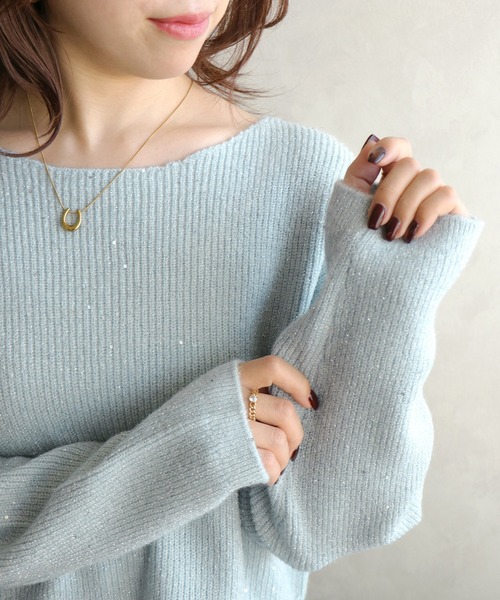 MISCH MASCH（ミッシュマッシュ）の「WEB限定 スパンコールラメニット（ニット/セーター・レディース・ネイビー/グレー/ブルー/ピンク・ﾌﾘ-）」の20枚目の写真