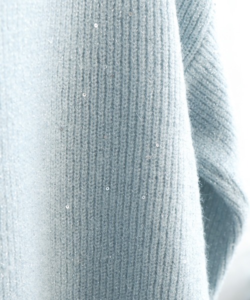 MISCH MASCH（ミッシュマッシュ）の「WEB限定 スパンコールラメニット（ニット/セーター・レディース・ネイビー/グレー/ブルー/ピンク・ﾌﾘ-）」の21枚目の写真