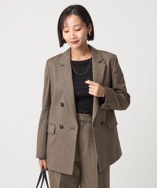 green label relaxing（グリーンレーベルリラクシング）の「ホームスパン ダブル ジャケット ストレッチ（テーラードジャケット・レディース・ブラウン/ブラック・38/40/36）」の16枚目の写真