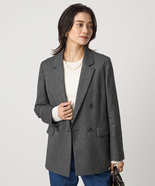 レッドレーベル★ダブルジップ 撥水 ストレッチ ジャケット グレー LLサイズ ホームスパン ダブル ジャケット ストレッチ（テーラードジャケット