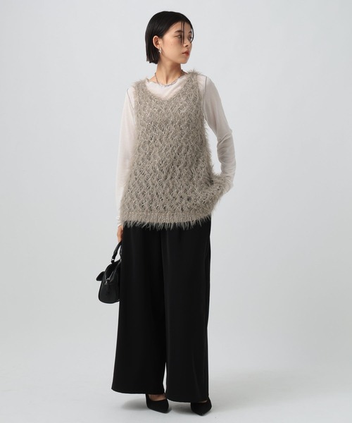 BAYFLOW（ベイフロー）の「[前後で着られる]2WAYバスケットベスト（ベスト・レディース・グレー/オフホワイト/ボルドー・FREE）」の8枚目の写真