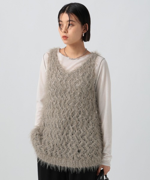 BAYFLOW（ベイフロー）の「[前後で着られる]2WAYバスケットベスト（ベスト・レディース・グレー/オフホワイト/ボルドー・FREE）」の11枚目の写真