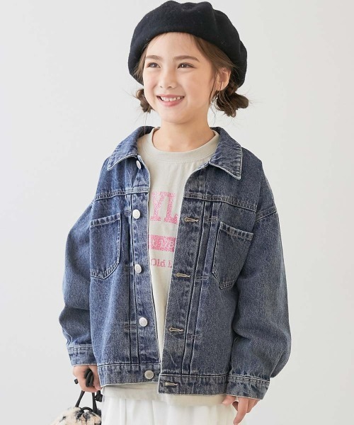 devirock（デビロック）の「ビッグシルエット デニムジャケット（デニムジャケット・キッズ・ネイビー系/ブルー系/ブラック系・100cm/110cm/120cm/130cm/140cm/150cm/160cm）」の2枚目の写真