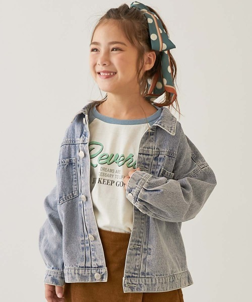 devirock（デビロック）の「ビッグシルエット デニムジャケット（デニムジャケット・キッズ・ネイビー系/ブルー系/ブラック系・100cm/110cm/120cm/130cm/140cm/150cm/160cm）」の3枚目の写真