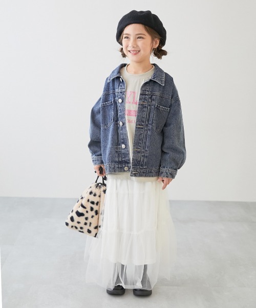 devirock（デビロック）の「ビッグシルエット デニムジャケット（デニムジャケット・キッズ・ネイビー系/ブルー系/ブラック系・100cm/110cm/120cm/130cm/140cm/150cm/160cm）」の4枚目の写真