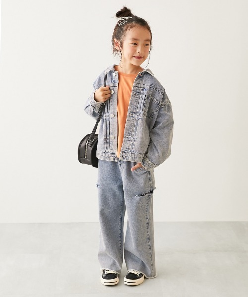 devirock（デビロック）の「ビッグシルエット デニムジャケット（デニムジャケット・キッズ・ネイビー系/ブルー系/ブラック系・100cm/110cm/120cm/130cm/140cm/150cm/160cm）」の7枚目の写真