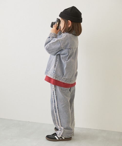 devirock（デビロック）の「ビッグシルエット デニムジャケット（デニムジャケット・キッズ・ネイビー系/ブルー系/ブラック系・100cm/110cm/120cm/130cm/140cm/150cm/160cm）」の8枚目の写真