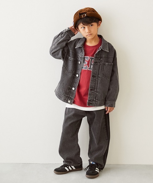 devirock（デビロック）の「ビッグシルエット デニムジャケット（デニムジャケット・キッズ・ネイビー系/ブルー系/ブラック系・100cm/110cm/120cm/130cm/140cm/150cm/160cm）」の10枚目の写真