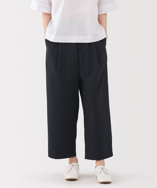 無印良品（ムジルシリョウヒン）の「婦人　乾きやすい　ブロードワイドテーパードパンツ（その他パンツ・レディース・ブラック/ネイビー系/ダークブラウン・S/M/L/XL）」の3枚目の写真
