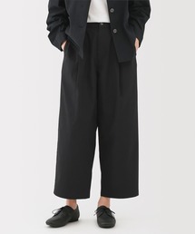 婦人　乾きやすい　ブロードワイドテーパードパンツ