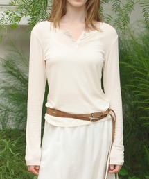 GIUNON（ジウノン）の「rib sheer button tops / リブシアーボタントップス（Tシャツ/カットソー）」