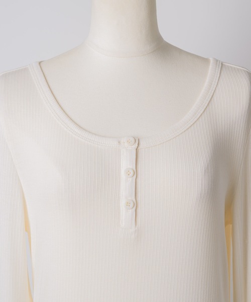セール】rib sheer button tops / リブシアーボタントップス（Tシャツ