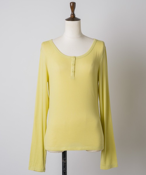 セール】rib sheer button tops / リブシアーボタントップス（Tシャツ